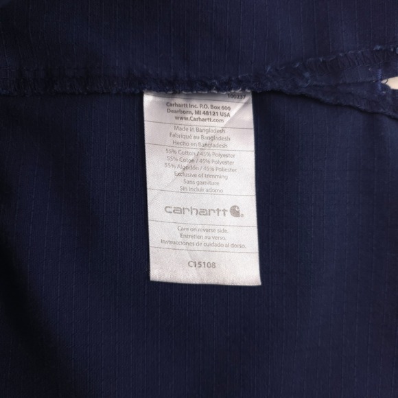 Carhartt Mens Scrub Top Medium Navy Blue Ripstop V-Neck Chest Pocket - C15108 - Picture 12 of 12